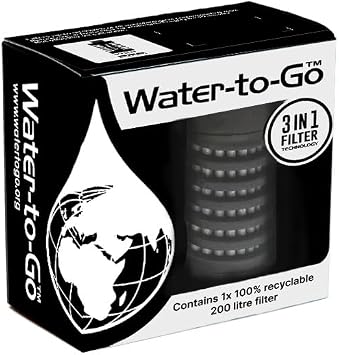 Water-to-Go 3-Stage Replacement Water Filter, 200L - Fits All W2G Bottles | Genuine 3-stage replacement filter, lasts up to 200 litres. Removes viruses, bacteria, parasites & microplastics safely.