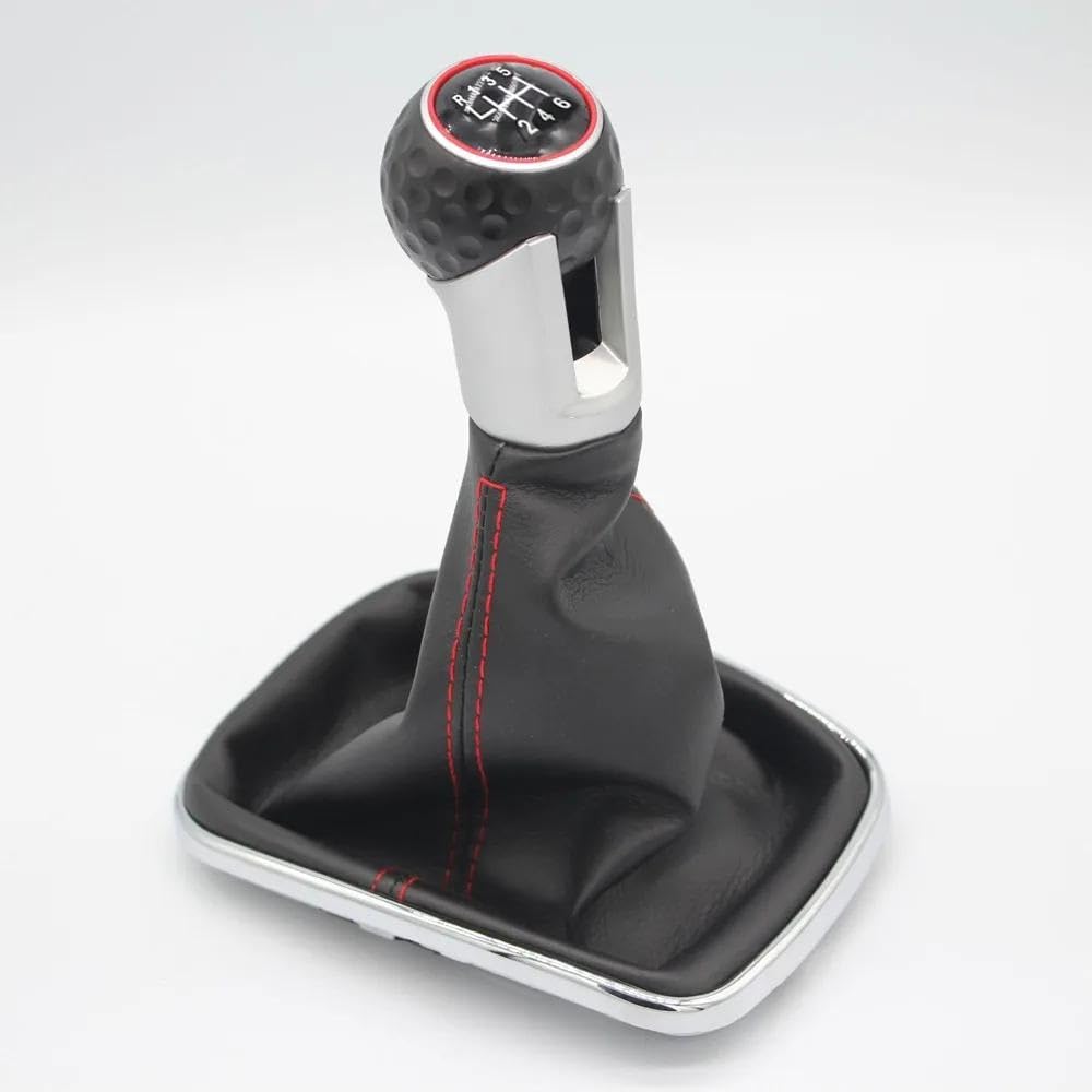 FSOZDBBPL Automotive Parts for Golf 4 IV MK4 GTI R32 for Bora for Jetta 1999-2004 5/6 Speed Gear Shift Knob Lever Gaiter Boot 12mm(Red-line 6 Speed)