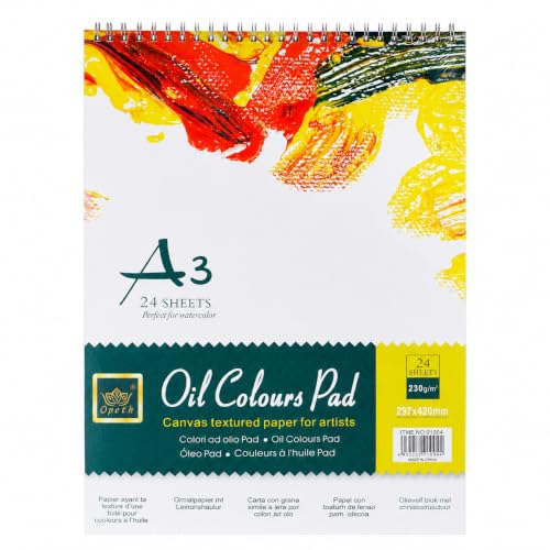 Image of ArtRight A3 Oil Painting Paper Pad - 230 GSM, 100% Cotton, Cold Pressed, 24 Sheets - Ideal for Oil, Acrylic & Mixed Media Art, Textured Acid-Free Art Paper for Artists