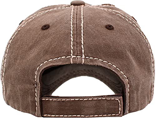 Image of KBETHOS Vintage Washed Distressed Cotton Dad Hat Baseball Cap Adjustable Polo Trucker Unisex Style Headwear