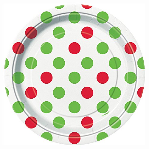 Red & Green Polka Dot Christmas Dessert Plates, 8ct
