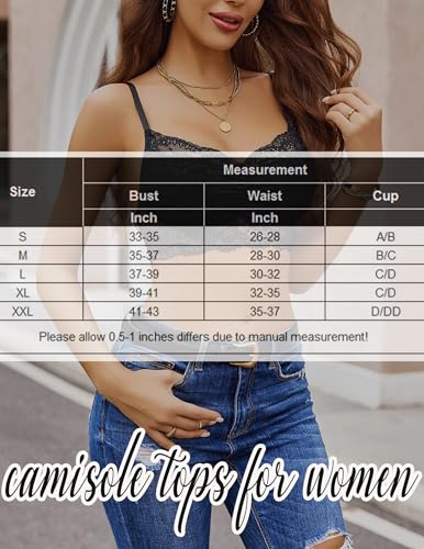 Image of Avidlove Lace Bralette for Women V Neck Cami Tank Y2k Camisoles Adjustable Spaghetti Strap Crop Top Non Padded