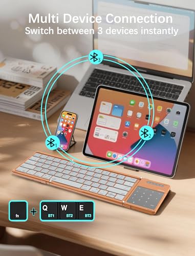 Image of Nillkin Foldable Bluetooth Keyboard, Portable Wireless Design (Orange)
