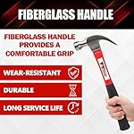Claw Hammer With fiberglass Handle – 16-oz, Red and Black (YY-1-003) - Image 3