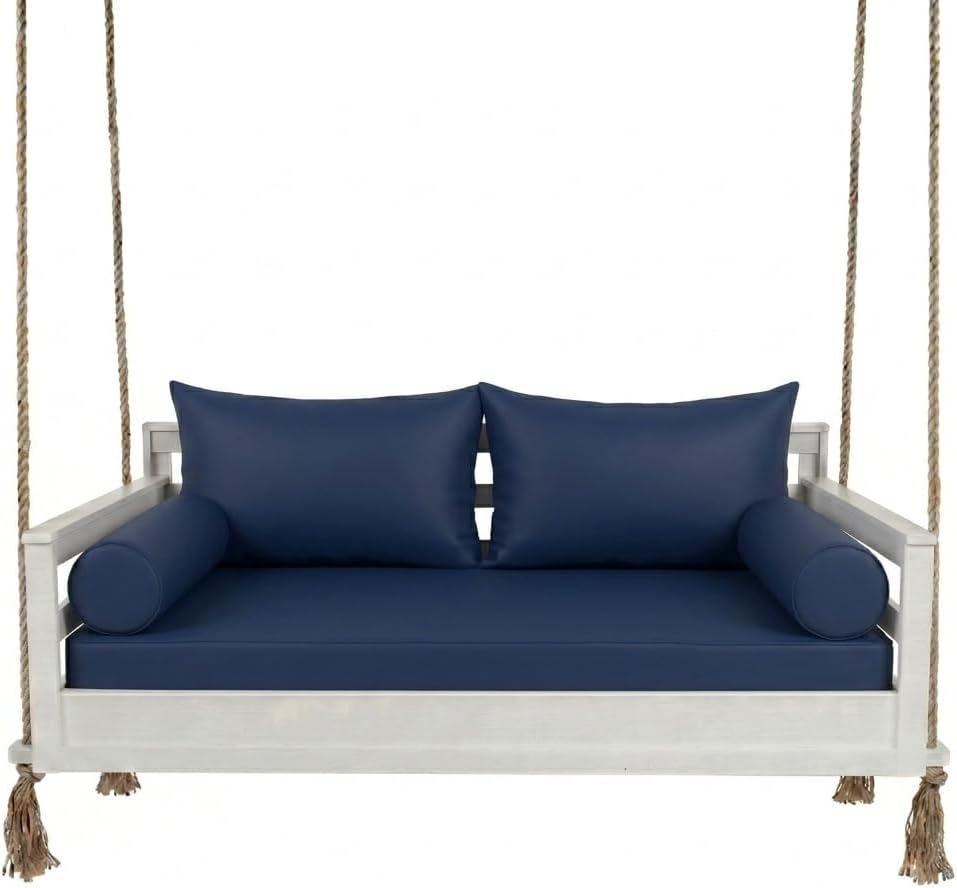 Outdoor Daybed Cushion Cover Twin Size Patio Swing Bed Mattress Bolster Pillow Fitted Sheet Covers with Zipper -Only Cover (Navy Blue)