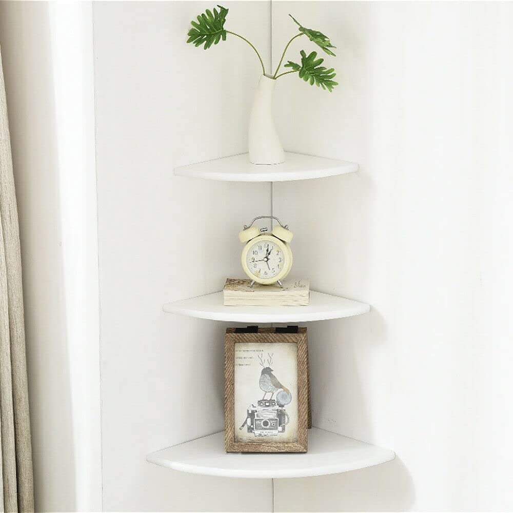 KF-Premium Floating White Corner Shelf Wooden Wall Storage Unit Bedroom New White 25cm Mounted Floating Shelves for Photos Decoration High Gloss Display