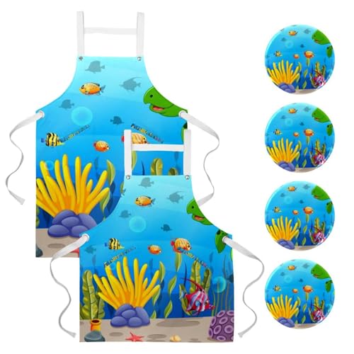 Tablier de cuisine pour restaurant et nettoyage lot de 2 avec broches réglables