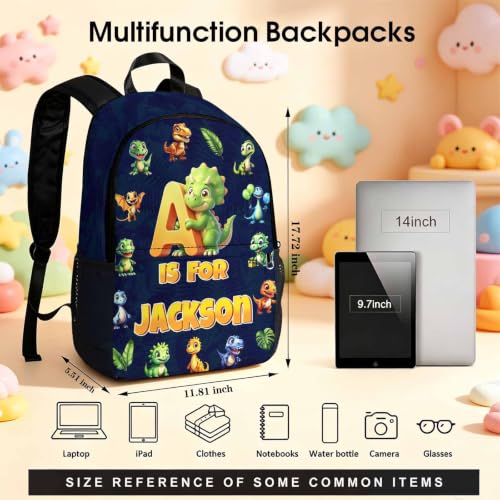 Image of Custom Kids Backpack Set Toddler Backpacks Boys Back to School Bookbag | Kid Personalized Backpack with Lunch Bag for Boy Kindergarten Elementary Preschool Daypack Birthday Gifts Green Animal