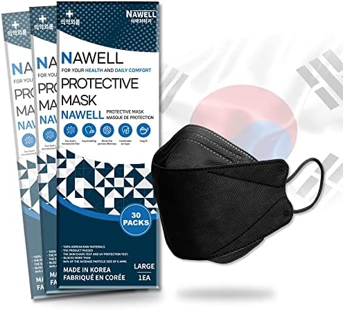 [30 Packs] NAWELL Face Mask 4 Layer Filter Structure Lightweight Black_Face Mask Made in Korea [30 Individually Packaged]