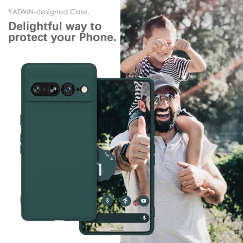 Image of YATWIN Silicone Back Case for Google Pixel 7 Pro, Soft-Touch Phone Back Cover for Google Pixel 7 Pro - Dark Green