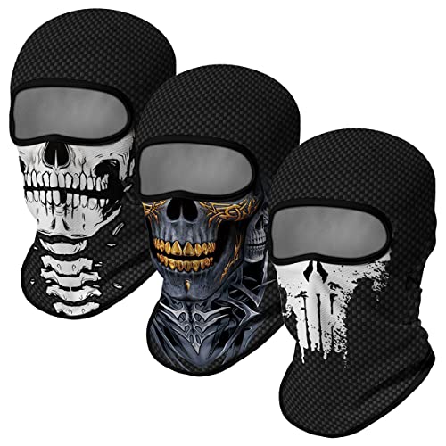 Image of Red Plume 3PCS Balaclava Full Face Mask Ski Mask UV Protection Cover Motorcycle Full Face Mask for Men Women Outdoor Sports
