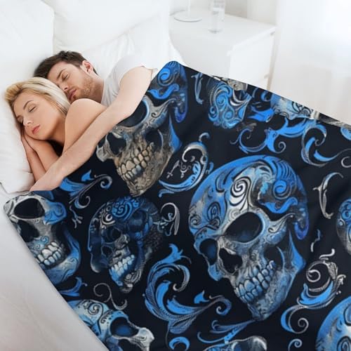 Manta de cama mullida y suave con diseño esqueleto acabado premium 8