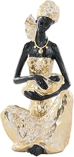 Lescafita African Mother and Baby Statue, Handcrafted Resin Sculpture for Living Room Decor, Motherhood Art Figurine, Ideal Wedding