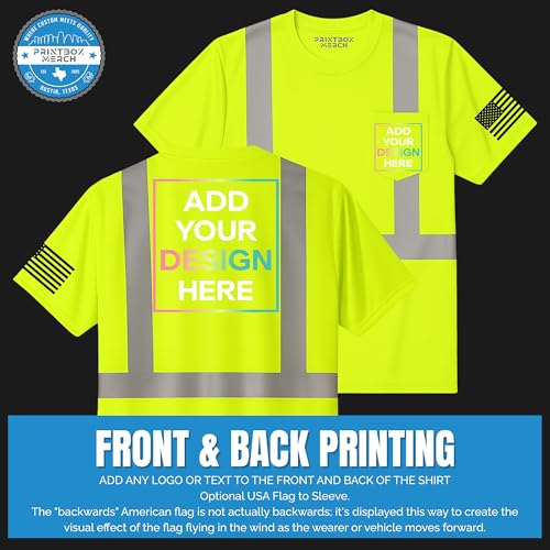 Reflective Hi Vis Custom Shirt for Men, Moisture Wicking Shirts, Hi Visibility ANSI 107 Safety Business Construction Utility4