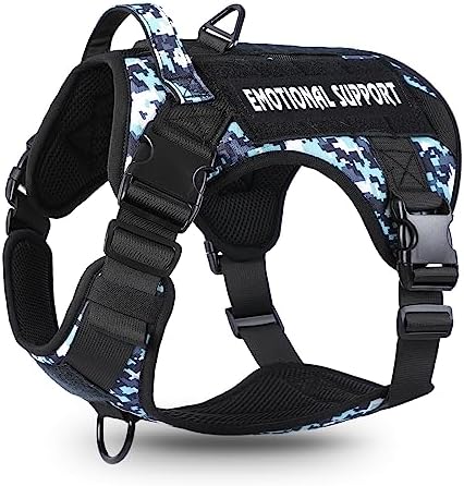 voopet Tactical Dog Harness – Military Emotional Support Service Dog Vest with Handle & Molle for Medium Large Dogs, Easy Control No Pull ESA Dog Vest with 6 Tags for Working Training