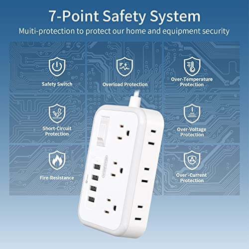Travel Power Strip with USB Ports Bundle, NTONPOWER Desktop USB Power Strip, 5ft Portable Extension Cord with USB Ports, Nightstand Desktop Charging Station for Home Office Dorm Room Cruise, White - image 7