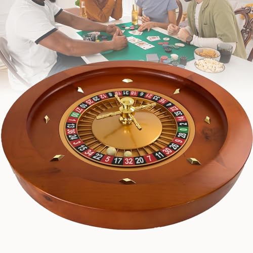 Ruleta de Madera, Plato Giratorio de Madera Maciza para Casino, Ideal para Noches de Juegos en casa y Fiestas de Entretenimiento. Diseño portátil de 18/20 Pulgadas.
