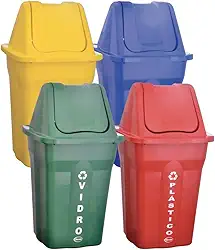 Kit Coleta Seletiva Com 4 Lixeiras Com Tampa Basculante 60L