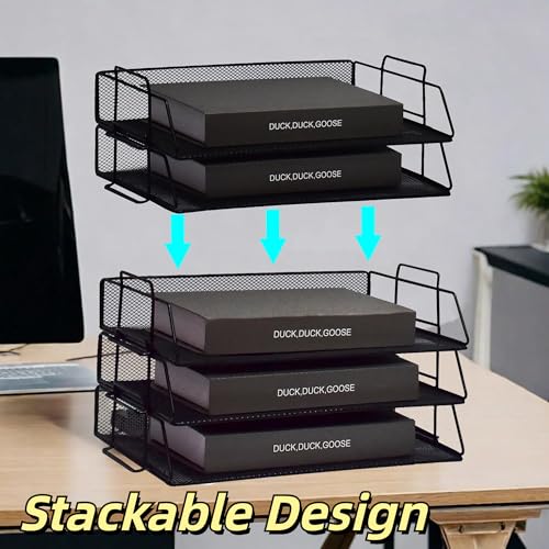 YFS 5 Pcs Mesh Paper Sort, Letter Tray with Handle(5,A4,Black,Horizontal) by YFS - Used condition - Image 3