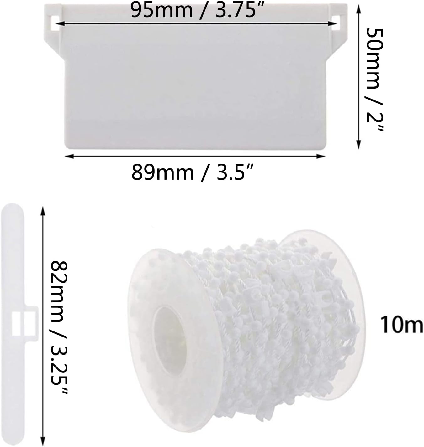 Vertical Blind Bottom Weights Accessories Repair Kit with 10M Chain and Connector Plastic DIY Replacement/Vertical Blind Accessories and Top Hangers (3.5" (89mm)) (Pack of 2)