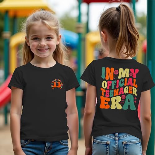 CM C&M WODRO in My Official Teenager Era Shirt for Girls 13th Birthday Party T-Shirt Kids 13 Year Old Short Sleeve Tee Tops2