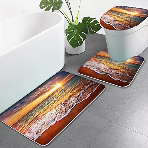 Final Friday Ocean Beach Sommer Wave Sunset Badezimmer Teppiche und Matten Sets 3-teilig, Memory Foam Badematte, U…