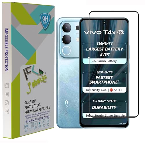Image of Tempered Glass Screen Protector Compatible For Vivo T4X and Vivo Y39 (6.72 Inch) Black Cellphone With Edge-To-Edge Protector Coverage And Easy Installation Kit