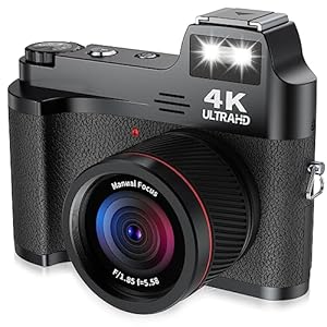 4K Digital Cameras for Photography and Video Manual Focus, 48MP Vlogging Camera for YouTube with 32GB Card, 3” IPS Screen Point and Shoot Camera with Flash, 18X Digital Zoom Travel Camera (Black)