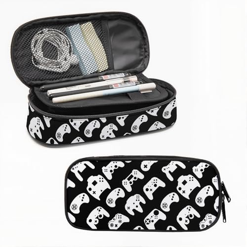 Image of Game Controller Gaming Gadgets Pencil Case for Boys Girls, Large Capacity Black Pen Bag, Pencil Pouch with Zipper Compartments, Organizer for School Office Home Business