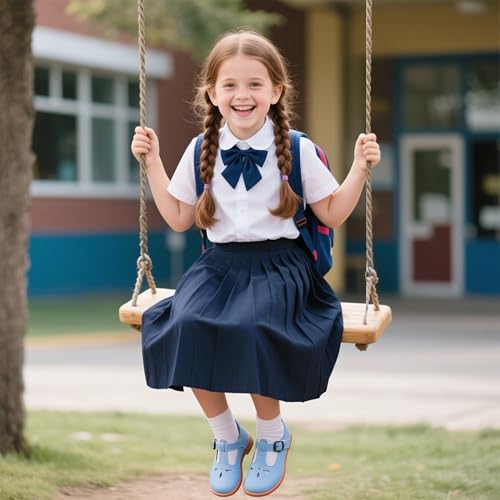Image of Kiderence Toddler Girl Mary Jane School Uniform Dress Shoes Oxford Flats | Wide Toe Box Great Comfort for Student Shoe and Flower Girl Shoe for Wedding, Parties, Church