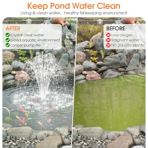 Image of Antfraer 30W Solar Pond Filter with Water Pump Kit, Solar Pond Pump with 6.6FT PVC Tubing & 16.5FT Cord Pond Filter for Outdoor Garden Waterfalls, Koi Ponds & DIY Water Features