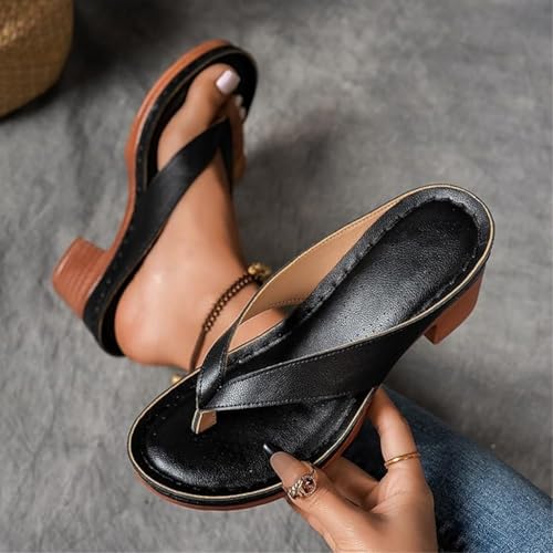 Summer Heel Sandals for Women 2025 Open Toe Wedges Heels Dressy Casaul Bridal Party Wedding Flip Flops Comfortable Slip On Beach Sandals Breathable Long Walk Sandal2