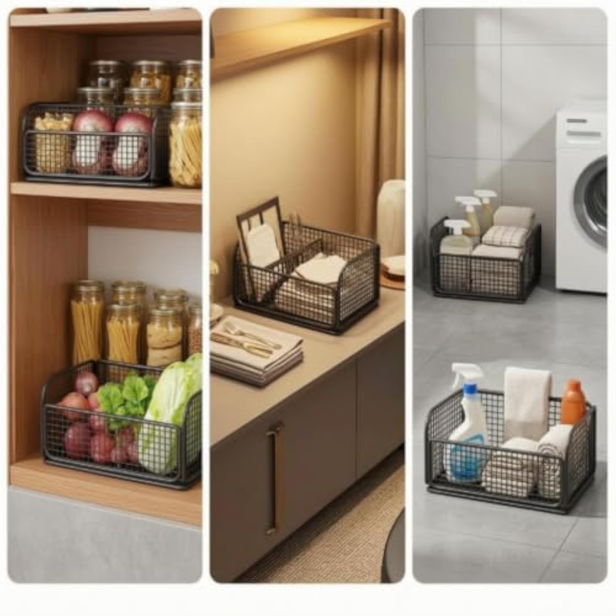Floor-Standing White Vegetable Basket for Kitchen Storage