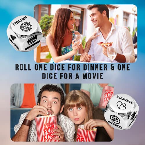 Luck Lab Dinner And A Movie Decider Dice - Date Night Dice With A Bonus Velvet Storage Bag #TOP3