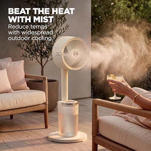 Image of Shark FlexBreeze Pro Mist 2-in-1 Fan with Integrated Mist, Yellow, FA300YL | Corded /Cordless, Pedestal to Tabletop, up to 24-Hr Battery, up to 70 Ft of Power, 5 Speeds, with Integrated Misting Tank
