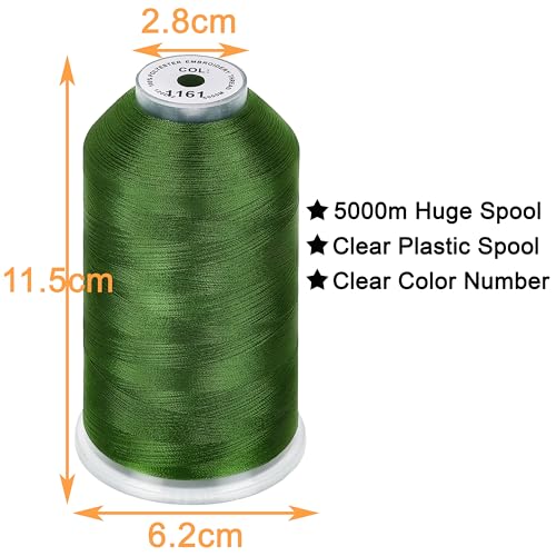 Image of New brothread - Single Huge Spool 5000M Each Polyester Embroidery Machine Thread 40WT for Commercial and Domestic Machines - Kelly