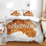 LMMSMGS Bettwäsche 135x200 Australien Bettwäsche-Sets– Weiches Mikrofaser-Set mit Bettbezug 135x200 + 1 Kissenbezüge 80x80 mit Reißverschluss Eckbinder für Mädchen Jungen