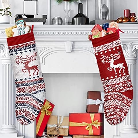 Jsdoin Personalised Knitted Christmas Stockings Cover