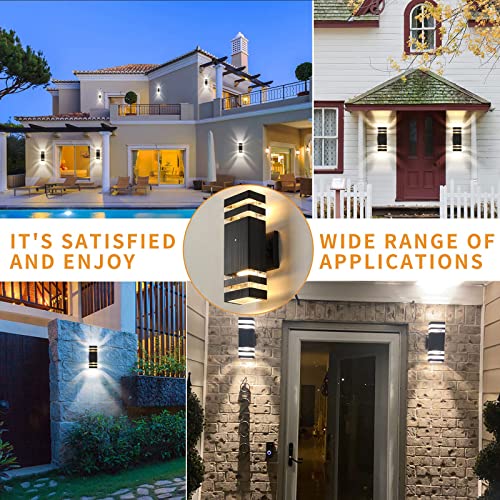 tewei Dusk to Dawn Outdoor Wall Lights Fixture, Up and Down Porch Lights Outdoor Wall Black Modern Exterior Lights, IP65 Warm White 3000K Waterproof LED Wall Sconce for House Garage, 2 Pack - Image 7