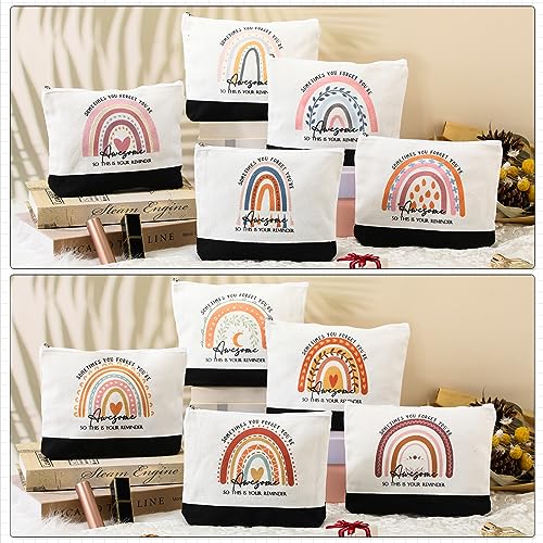 Sieral 30 Pcs Rainbow Canvas Makeup Bags Bulk Christmas Employee Appreciation Gifts Inspirational Cosmetic Bags Thank You Gifts for Teacher Student Coworker Office Must Haves(Cute)4