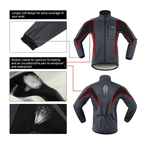 ARSUXEO Giacca Ciclismo Uomo Invernale Softshell