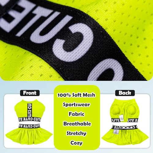 Image of CuteBone Two Piece Dog Sports Dress Athleisure Puppy Fluorescent Green Skirt Lightweight Small Dogs Girl Clothes Cat Apparel SPS07S