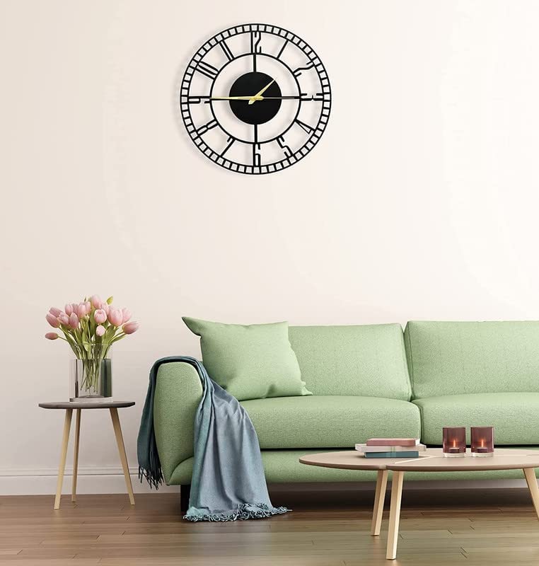 Image of Stylish Metal Wall Clock for Living Room, Bedroom, Office, Kitchen, Home and Hall | Antique Fancy Big Size Modern Wall Watch for Home Decor (Style-2, 60 CM)