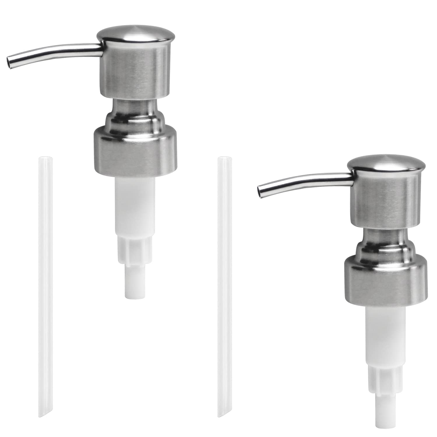 MroMax 2Pcs Soap Lotion Dispenser 25mm Modern 304 Stainless Steel Pumps Replacement for Your Home Bottles Bathroom Kitchen Marketplace Hotel Restaurant Type A Silver Tone