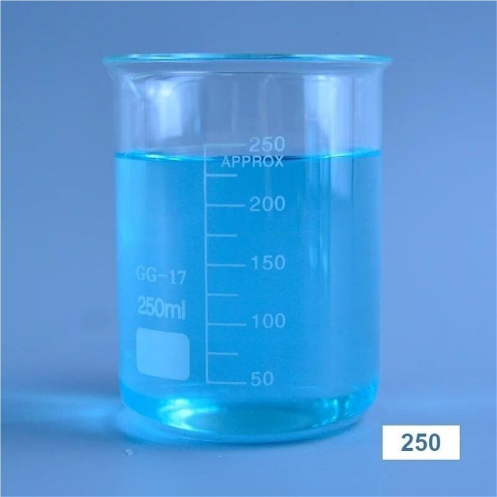 Probeta graduada de vidrio, Vaso de precipitados forma baja borosilicato transparente 250 ml con taza medidora GG-17 del canalón 70x98 mm