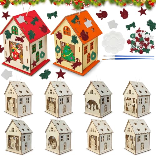 Tccydm 8 Stück Weihnachtshaus Basteln Kinder, Weihnachten Bastelset...