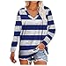 Manbadia - Camicia da donna, a maniche lunghe e scollo a V, stile casual, a righe, basic, blu, XXL