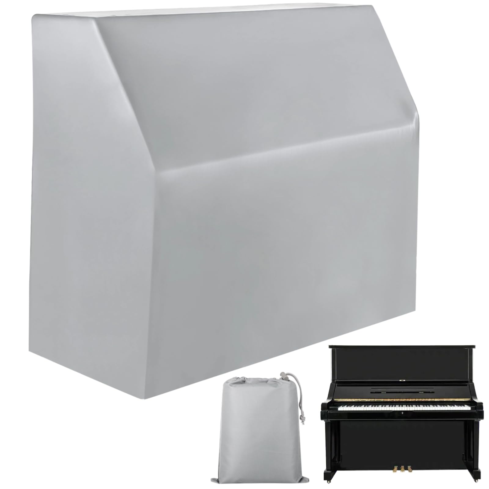 Upright Piano Cover, Piano Full Cover Dustproof Waterproof, Silver-coated Oxford Fabric Piano Protective,Block Sunlight, Moisture, Dust(Grey)