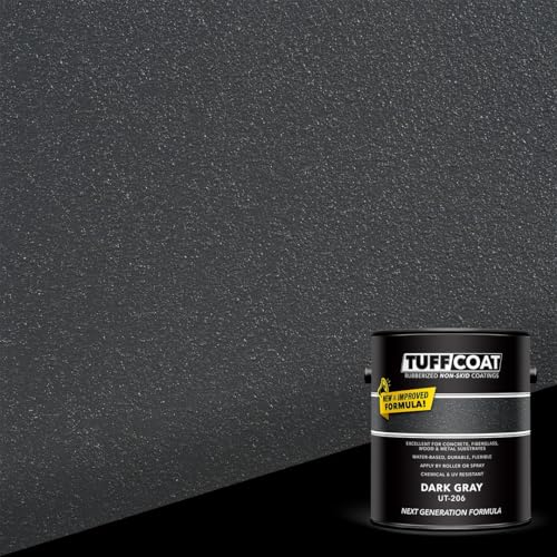 Image of Tuff Coat Medium Texture Rubberized Non-Skid Deck Coating - Textured Non-Slip Safety Surface for Pool Decks, Docks, Boat Ramps, Patios, Walkways & High-Traffic Areas (UT-206 Dark Gray 1-gallon)