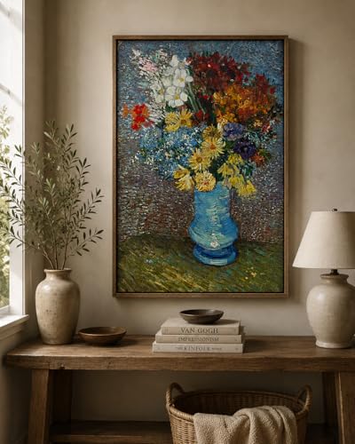 Toile Van Gogh Fleurs vase bleu 127x101.6 cm ARTICULOZY pour raviver un mur blanc sans éclat